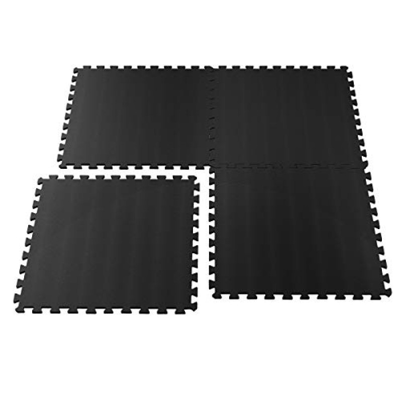 EVA 폼 매트 타일 4팩 - 차고, 놀이방 또는 체육관 바닥재용 연동 패딩 16 SQ FT - Stalwart의 운동 매트 또는 아기 놀이 매트(검은색)