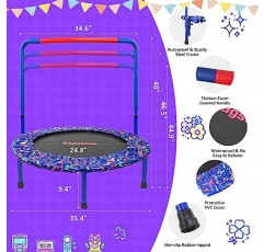 Ragstone Kids Trampoline 36인치, 접이식 번지 리바운더가 있는 어린이를 위한 미니 트램펄린 조절 가능한 난간 및 안전 패딩 커버가 있는 유아용 미니 트램펄린 유아 소년 소녀용 실내 실외 사용