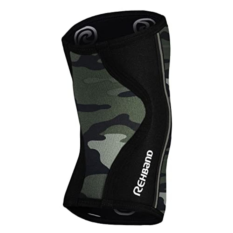 Rehband 7mm 무릎 슬리브 Power Max, 보디 빌딩, 파워 리프팅, 크로스 핏 및 무거운 리프팅을 위한 무릎 지지대 네오프렌, 색상: Camo, 크기: S