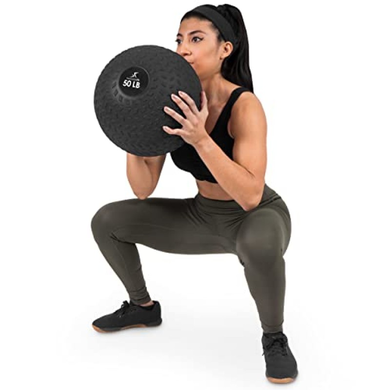 ProsourceFit 슬램 메디신 볼 5, 10, 15, 20, 25, 30, 50파운드 부드럽고 트레드 질감이 있는 그립 크로스 트레이닝, 근력 및 컨디셔닝 운동, 심장 강화 및 코어 운동을 위한 사하중 공