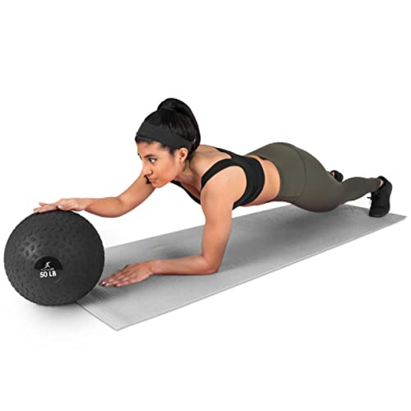 ProsourceFit 슬램 메디신 볼 5, 10, 15, 20, 25, 30, 50파운드 부드럽고 트레드 질감이 있는 그립 크로스 트레이닝, 근력 및 컨디셔닝 운동, 심장 강화 및 코어 운동을 위한 사하중 공