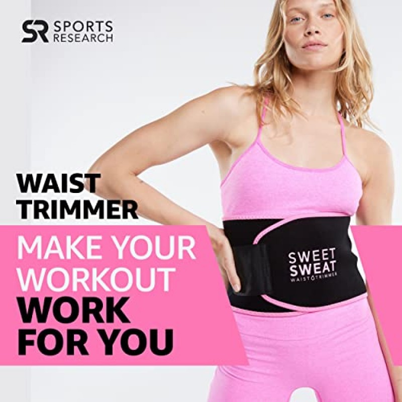 Sports Research Sweet Sweat 오리지널 웨이스트 트리머(핑크, 스몰) & 무향 Sweet Sweat 13.5온스 병 번들