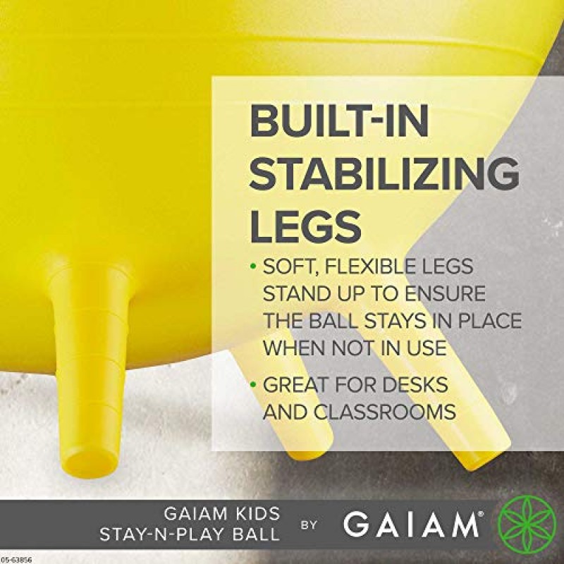 Gaiam Kids Stay-N-Play 어린이용 밸런스 볼 - 유연한 학교 의자 활동적인 교실 책상 대체 좌석, 블루, 오렌지 주니어, 라임 주니어 및 그레이, 52cm