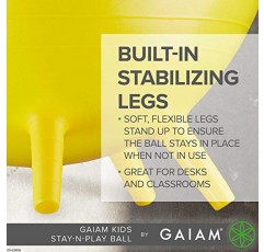 Gaiam Kids Stay-N-Play 어린이용 밸런스 볼 - 유연한 학교 의자 활동적인 교실 책상 대체 좌석, 블루, 오렌지 주니어, 라임 주니어 및 그레이, 52cm