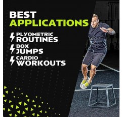 Rage Fitness Steel PlyoBox12-18-24-30인치 민첩성, 체력 및 컨디셔닝 근력 훈련을 위한 높은 미끄럼 방지 플라이오메트릭 점프박스(개별 판매)가정 및 체육관용 플라이오메트릭 플랫폼 스텝 업 박스 점프