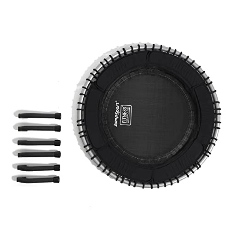 JumpSport 350/350f/370 실내 피트니스 트램펄린, 39인치 | 맞춤형 바운스를 위한 30개의 조정 가능한 번지 | 안전하고 안정적인 팁 없는 아치형 다리 | 60일 평가판 스트리밍 비디오 및 DVD 포함
