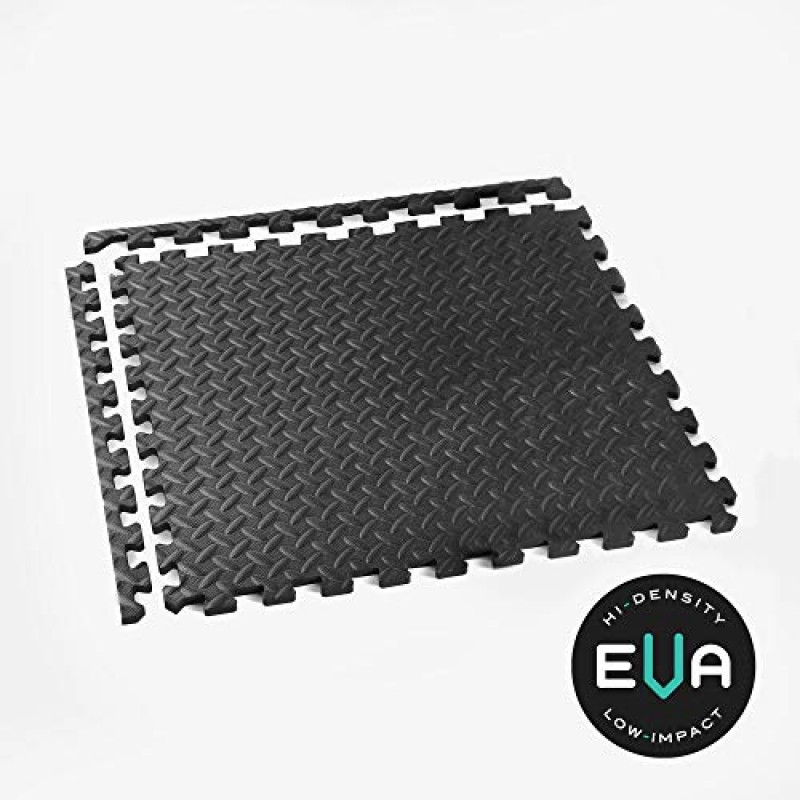 Velotas 1/2인치 연동 EVA 폼 개인 피트니스 매트, 실내 운동용 다이아몬드 플레이트 운동 매트, 24인치 x 24인치