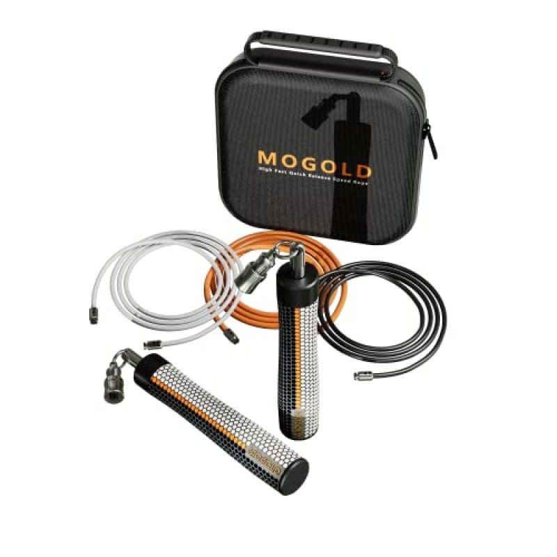 Mogold 전문 가중 줄넘기(1 키트=3 세트 줄넘기, 교체 용이 - 무게 조절 가능) 360도 회전 - 길이 조절 가능, 인체 공학적 가죽 그립 피트니스 체중 감량 등을 위한 건너뛰기 밧줄