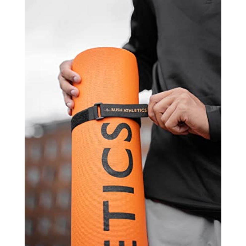 RUSH ATHLETICS IGNITE 프리미엄 점프 로프 피트니스 매트 - 118cm x 118cm 8mm 두께, 고밀도 미끄럼 방지, 가정용 운동 매트 - 유산소 운동, 요가 매트