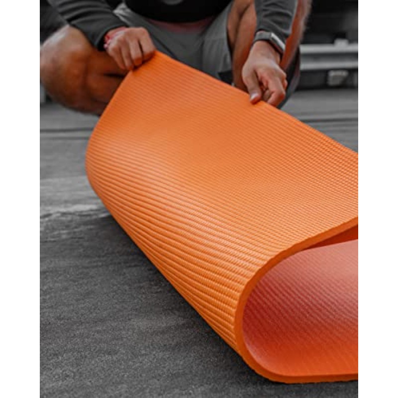RUSH ATHLETICS IGNITE 프리미엄 점프 로프 피트니스 매트 - 118cm x 118cm 8mm 두께, 고밀도 미끄럼 방지, 가정용 운동 매트 - 유산소 운동, 요가 매트