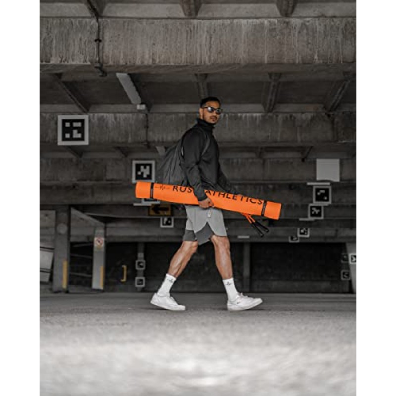 RUSH ATHLETICS IGNITE 프리미엄 점프 로프 피트니스 매트 - 118cm x 118cm 8mm 두께, 고밀도 미끄럼 방지, 가정용 운동 매트 - 유산소 운동, 요가 매트
