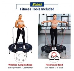 성인용 Shape Fit Core 실내 리바운더 피트니스 트램폴린 휴대용 가방(48인치) 포함 - 보너스 운동 미니 액세서리(로프 없는 줄넘기 및 저항 밴드) 성인 운동용 포함