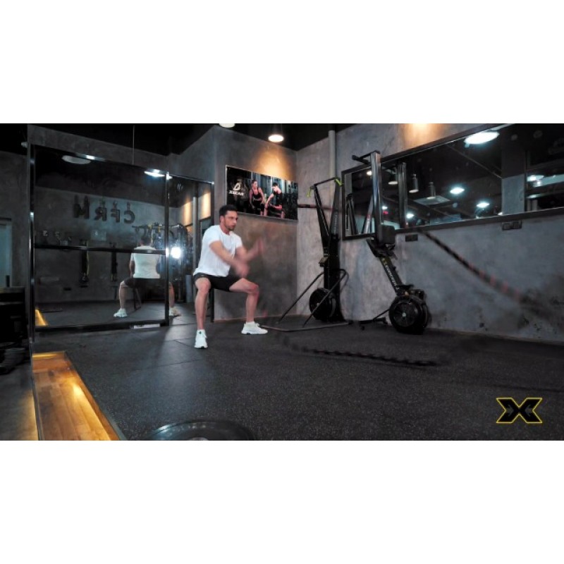 XGEAR 헤비 배틀 로프, 앵커 스트랩이 있는 운동 훈련 로프, 벽 걸이 키트 - 전신 근력 훈련용 100% 폴리 데이크론 운동 로프/기복 로프 - 1.5