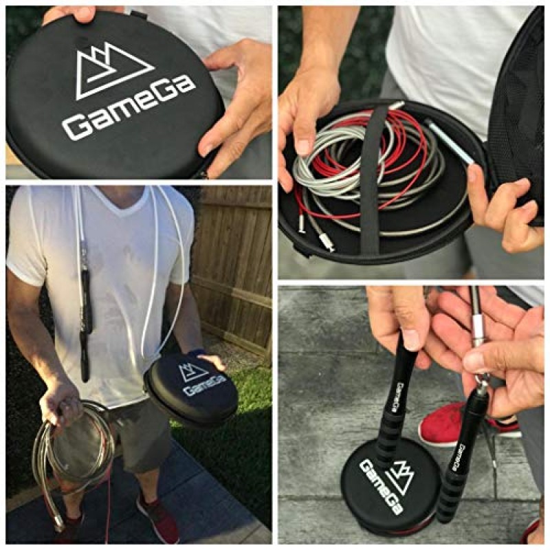 GameGa, 가중 줄넘기 세트, 조절 가능한 줄넘기, 피트니스 훈련 운동용 줄넘기 4개, 속도, 저강도, 고강도 및 무거운 줄넘기, (2.5mm, 4mm, 6mm 및 8mm)