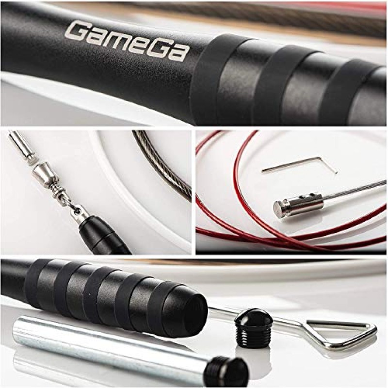 GameGa, 가중 줄넘기 세트, 조절 가능한 줄넘기, 피트니스 훈련 운동용 줄넘기 4개, 속도, 저강도, 고강도 및 무거운 줄넘기, (2.5mm, 4mm, 6mm 및 8mm)