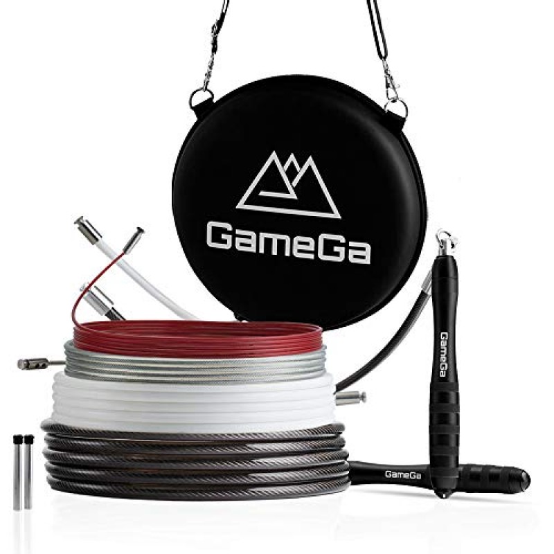 GameGa, 가중 줄넘기 세트, 조절 가능한 줄넘기, 피트니스 훈련 운동용 줄넘기 4개, 속도, 저강도, 고강도 및 무거운 줄넘기, (2.5mm, 4mm, 6mm 및 8mm)