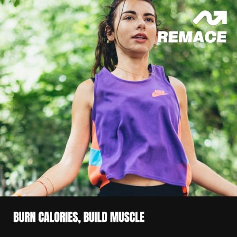 Remace 레벨 2 가중 점프 로프 세트 ​​- (1LB, 2LB) 운동 로프 - 피트니스, 복싱 및 근력 훈련용 - 중급 및 전문가 점퍼용 헤비 로프 - 로프 2개 포함