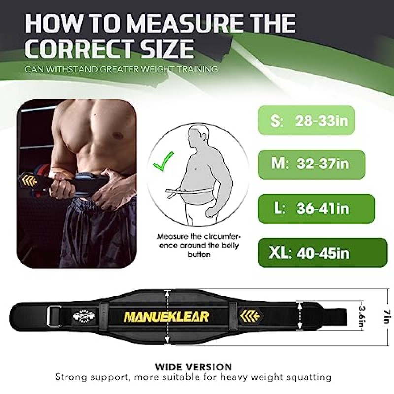 역도 벨트, 여성용 남성용 리프팅 벨트, MANUEKLEAR 역도 벨트 보디 빌딩, 피트니스, 파워 리프팅, 크로스 트레이닝, 스쿼트, 운동, 운동을위한 빠른 잠금 백 지원