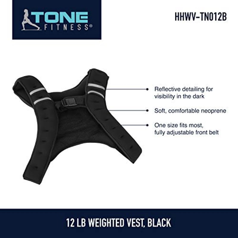 Tone Fitness 8파운드 가중 조끼, 블랙