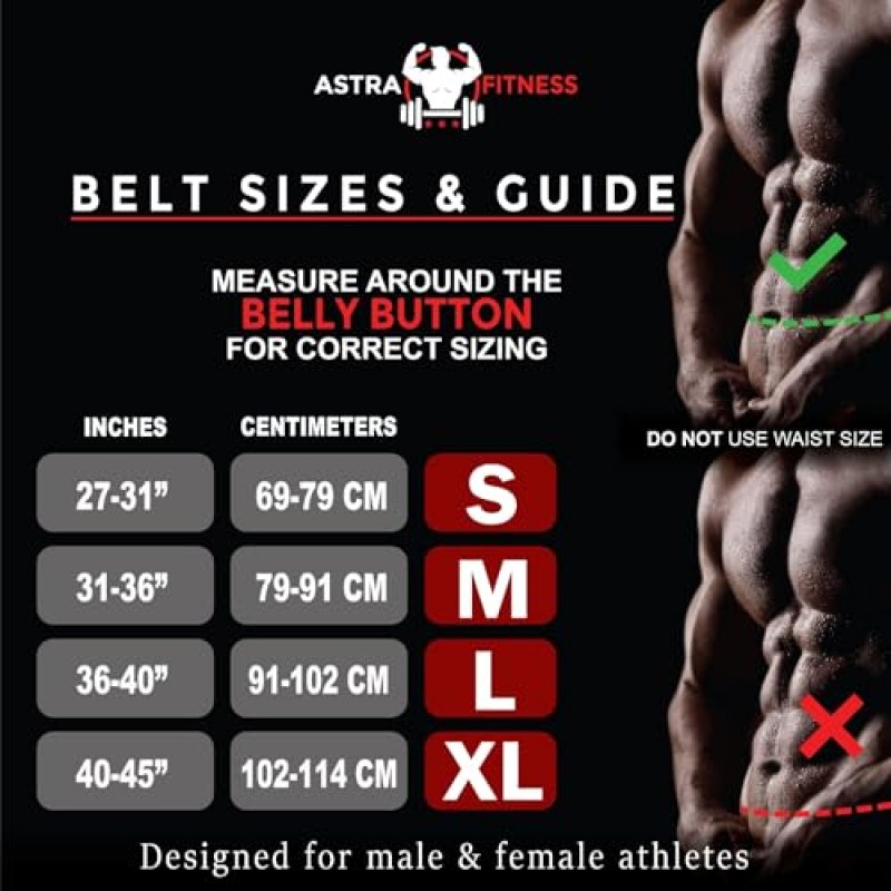 역도용 Astra Fitness 남성 및 여성 체육관 벨트 - 스쿼트, 런지, 쓰러스터에 적합 - 운동선수 벨트