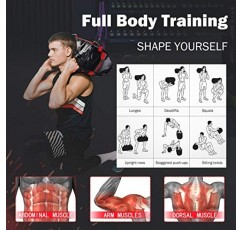 SV SCOOL VALUE 샌드백 운동 가방, 피트니스용 샌드백, 핸들 6개 및 10-60 Lbs 조정 가능한 필러 백이 있는 헤비 듀티 운동, 홈 체육관용 전신 샌드백 훈련