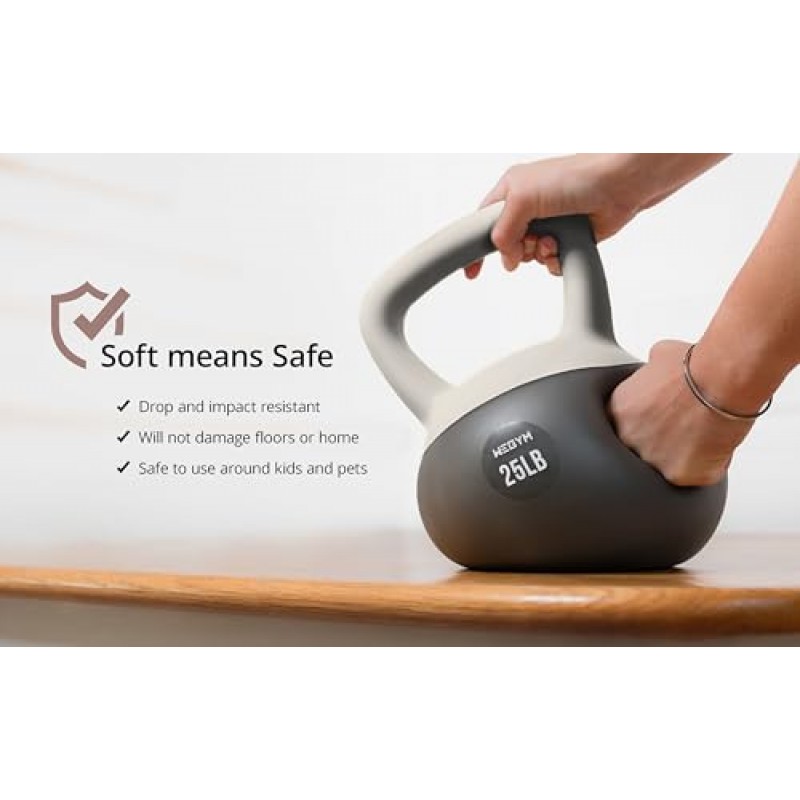 WEGYM 10LB 소프트 Kettlebell 세트 헤비 듀티 스틸 샌드 Kettlebells 역도, 충격 방지 무게, 근력 및 코어 훈련 홈 체육관, 숲