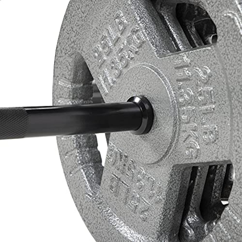 스타 잠금 장치가 있는 5FT 표준 바벨, 95파운드 세트(85파운드 플레이트 + 10파운드 바벨), 여러 패키지를 포함한 시그니처 피트니스 주철 표준 웨이트 플레이트