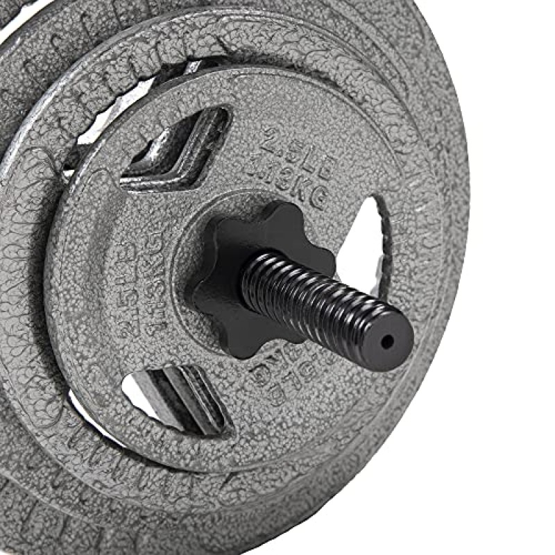 스타 잠금 장치가 있는 5FT 표준 바벨, 95파운드 세트(85파운드 플레이트 + 10파운드 바벨), 여러 패키지를 포함한 시그니처 피트니스 주철 표준 웨이트 플레이트