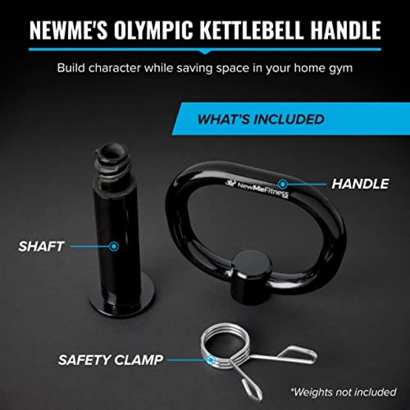NewMe Fitness 근력 훈련을 위한 조절 가능한 케틀벨 손잡이 웨이트 플레이트용 케틀벨 - 가정 또는 체육관 운동 - 편안하고 미끄러지지 않는 그립을 위한 인체공학적 디자인