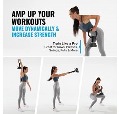 NewMe Fitness 근력 훈련을 위한 조절 가능한 케틀벨 손잡이 웨이트 플레이트용 케틀벨 - 가정 또는 체육관 운동 - 편안하고 미끄러지지 않는 그립을 위한 인체공학적 디자인
