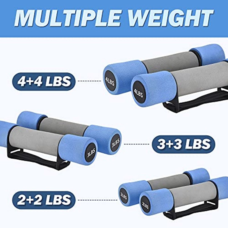 Cansena Dumbbells 핸드 웨이트 2개 세트, 홈 체육관 장비 운동용 미끄럼 방지 소프트 그립 및 핸드 스트랩이 있는 운동 및 피트니스 덤벨 여성을 위한 체중 감량 근력 훈련(2lb,3lb,4lb)