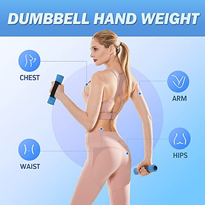 Cansena Dumbbells 핸드 웨이트 2개 세트, 홈 체육관 장비 운동용 미끄럼 방지 소프트 그립 및 핸드 스트랩이 있는 운동 및 피트니스 덤벨 여성을 위한 체중 감량 근력 훈련(2lb,3lb,4lb)