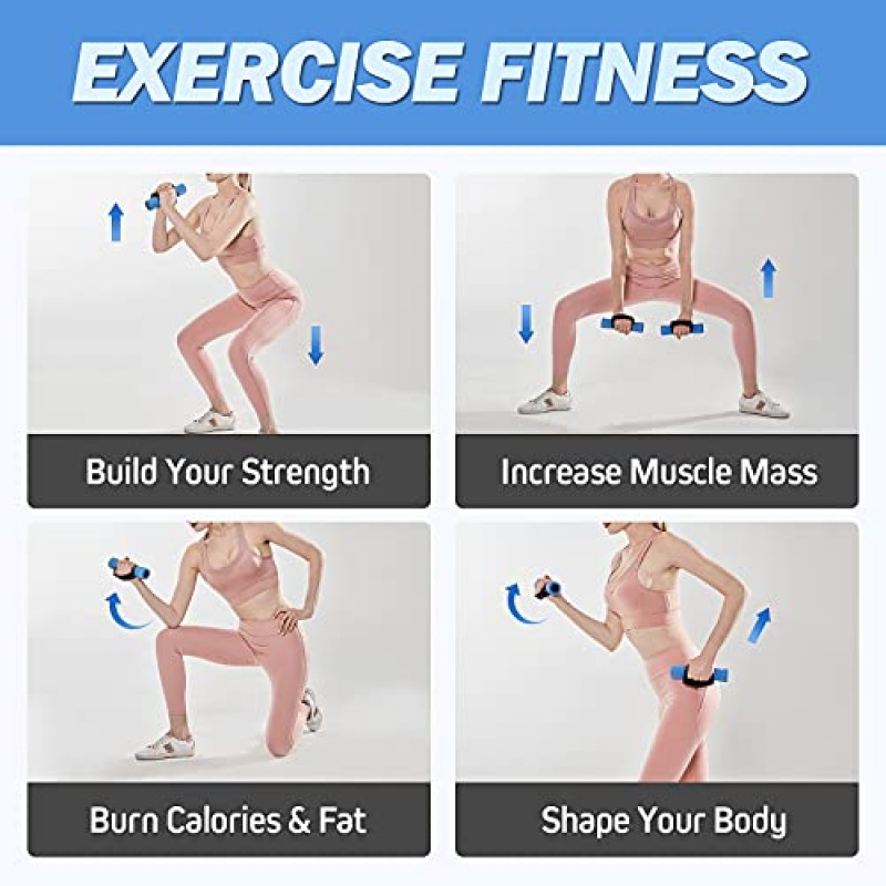 Cansena Dumbbells 핸드 웨이트 2개 세트, 홈 체육관 장비 운동용 미끄럼 방지 소프트 그립 및 핸드 스트랩이 있는 운동 및 피트니스 덤벨 여성을 위한 체중 감량 근력 훈련(2lb,3lb,4lb)