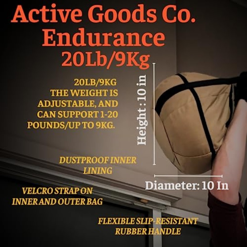 Active Goods Co. - 피트니스 운동을 위한 가장 잘 알려진 케틀벨-샌드백, 무게가 없는 가방, 충전재로 사용 가능한 모래