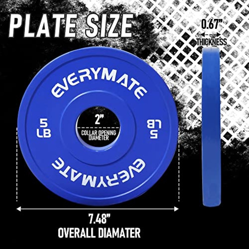 EVERYMATE 변경 웨이트 플레이트 분수 플레이트 크로스 트레이닝을 위한 올림픽 범퍼 플레이트 웨이트 플레이트 스틸 인서트 근력 운동 웨이트 플레이트 체중 감소 판매됨 1.25LB 2.5LB 5LB