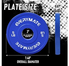 EVERYMATE 변경 웨이트 플레이트 분수 플레이트 크로스 트레이닝을 위한 올림픽 범퍼 플레이트 웨이트 플레이트 스틸 인서트 근력 운동 웨이트 플레이트 체중 감소 판매됨 1.25LB 2.5LB 5LB