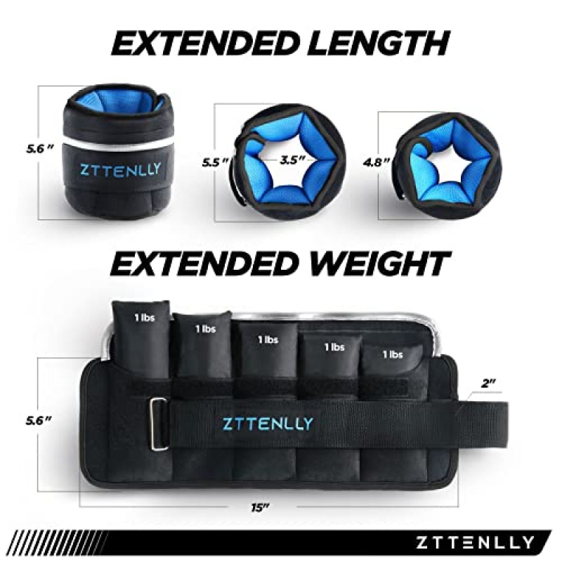 ZTTENLLY 조정 가능한 발목 무게 1 ~ 2/5/10/20 LBS 캐리 백 포함 쌍 - 통기성 직물, 반사 트림 - 근력 훈련 다리 손목 팔 발목 걷기 무게 세트 여성용 남성용…