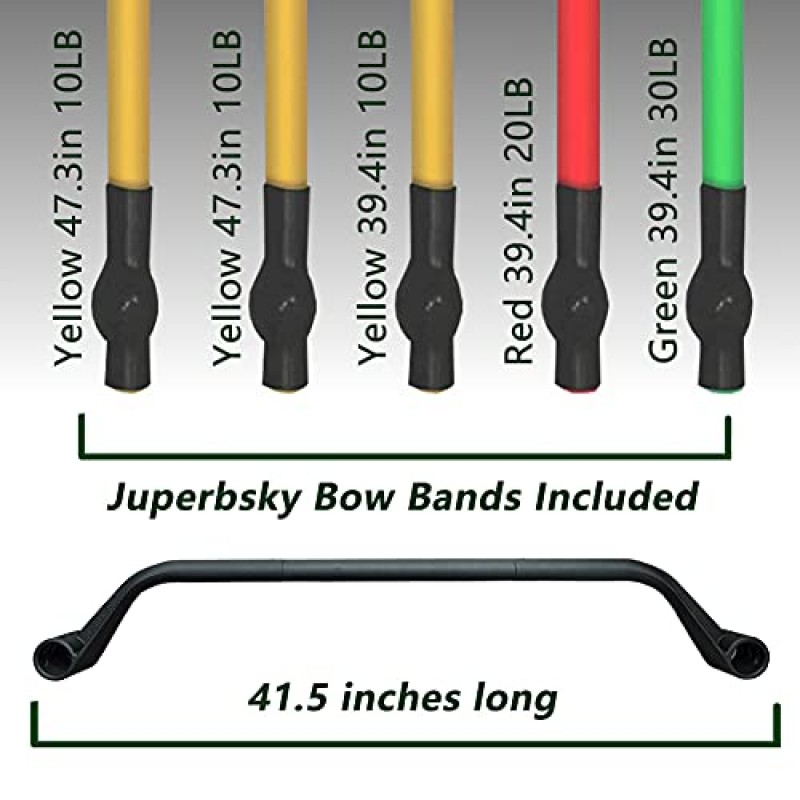 Juperbsky Bow 전신 운동 장비 세트, 여행, 피트니스, 역도 및 운동 키트용 휴대용 홈 체육관 저항 밴드 및 바 시스템(매트 블랙)