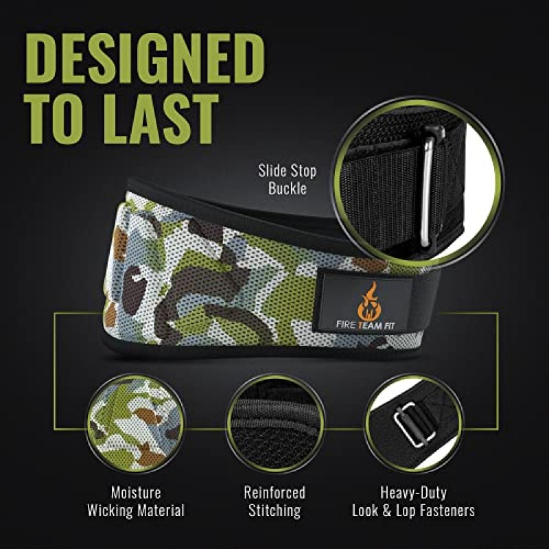 남성용 및 여성용 Fire Team Fit 역도 벨트, 6인치, 보디빌딩 및 크로스 트레이닝 운동, 스쿼트, 런지를 위한 피트니스 등 지원