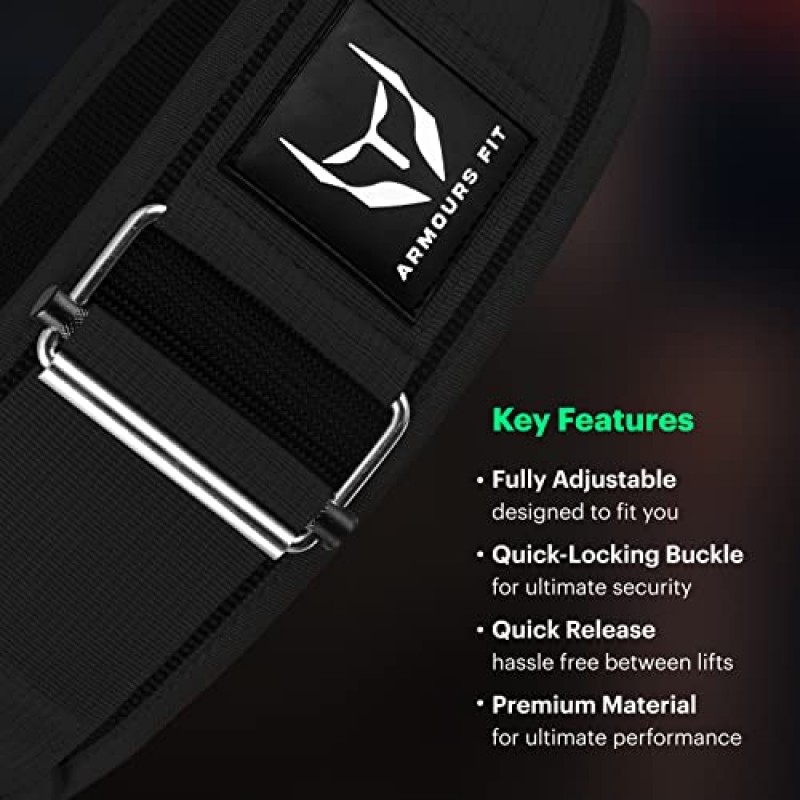 ARMOURS FIT 빠른 잠금 역도 벨트 - 남성 및 여성용 체육관 벨트, 근력 훈련을 위한 100% 나일론으로 제작된 내구성 있는 운동 벨트 - 올림픽 리프팅을 위한 파워리프팅 벨트가 있는 지속적인 피트니스 장비 - 멀티 컬러