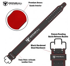 퀵 릴리스 역도 벨트 PRO - 7mm 고속 레버 리프팅 벨트 - 4인치 폭의 스웨이드 가죽 등 지지대 - 파워리프팅, 웨이트 트레이닝, 체육관 및 피트니스용