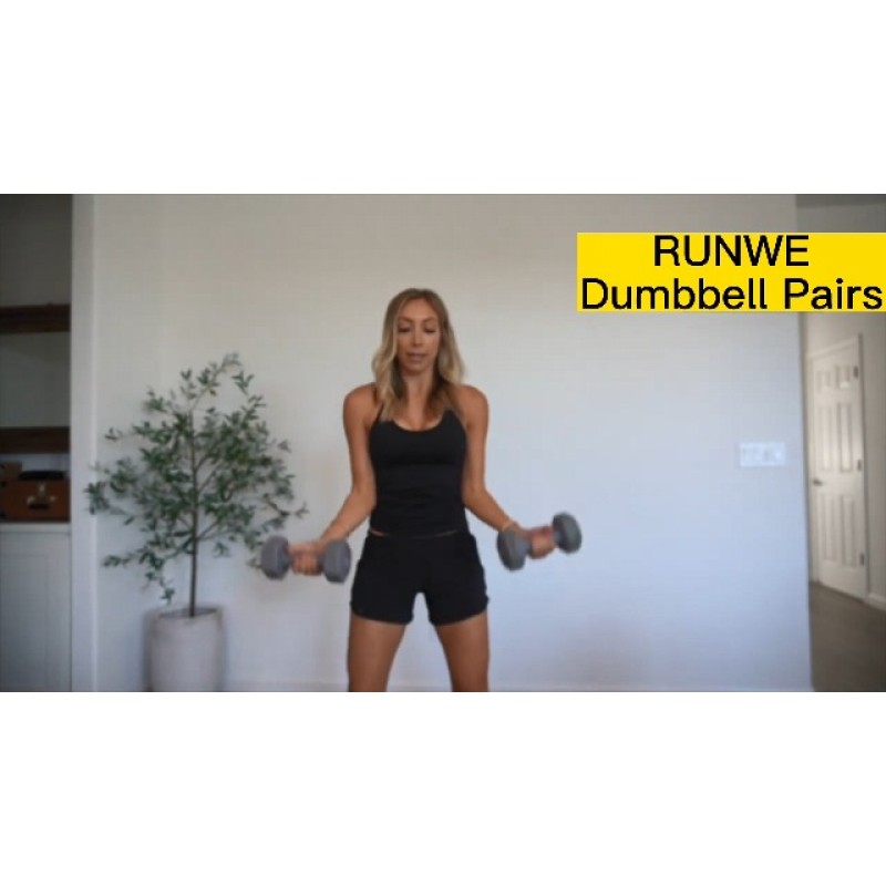 RUNWE 덤벨 2개 세트 - 각각 1 3 5 7 또는 10 LB용 주철 덤벨 쌍 옵션, 핸드 웨이트 세트 운동 및 피트니스 어린이, 여성, 남성을 위한 덤벨 프리 웨이트(모든 세트가 아닌 한 쌍으로 판매)