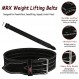 MRX Powerlifting 가죽 벨트 4 "와이드 10mm 두께 트레이닝 피트니스 백 지원 보디 빌딩 벨트 (스틸 2 프롱 버클 포함)