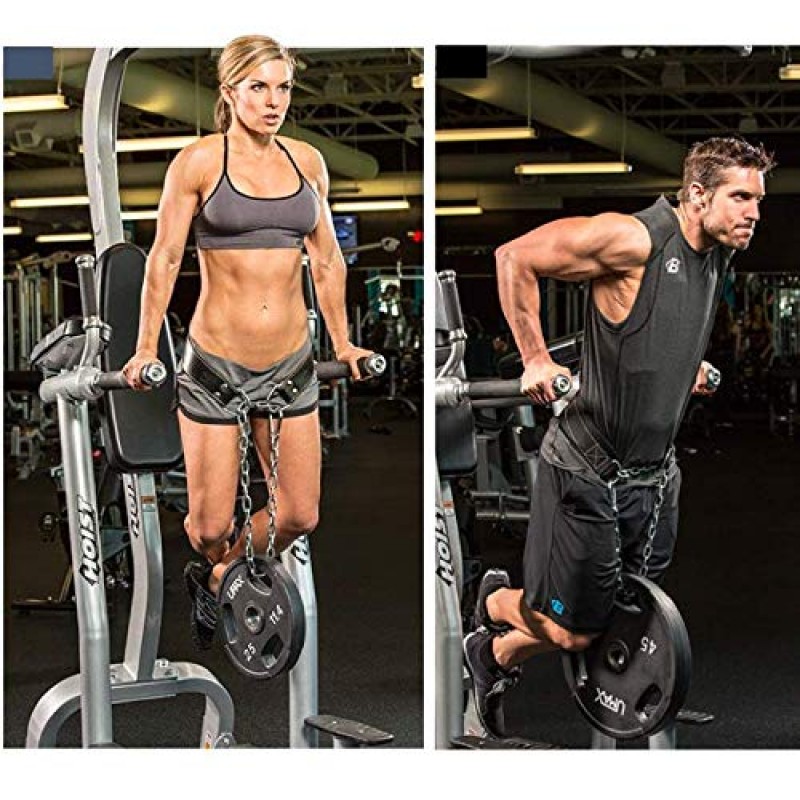 Grizzly Fitness 남성 및 여성 역도, 웨이트 트레이닝 및 바디빌딩을 위한 프리미엄 나일론 딥, 풀업 및 턱업 벨트 | 전문가가 사용함 | 추가적인 내구성을 위한 강화된 이중 스티치 | 한 사이즈
