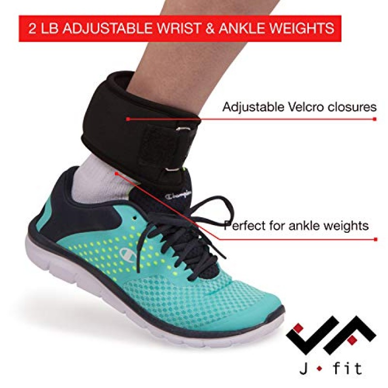 JFIT 손목 웨이트 쌍 – 2개 세트, 피트니스, 걷기, 운동용 손목 스트랩 – 다양한 크기 및 무게 옵션 – 남성 및 여성용 편안하고 통기성이 있으며 수분 흡수 웨이트 스트랩