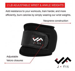 JFIT 손목 웨이트 쌍 – 2개 세트, 피트니스, 걷기, 운동용 손목 스트랩 – 다양한 크기 및 무게 옵션 – 남성 및 여성용 편안하고 통기성이 있으며 수분 흡수 웨이트 스트랩