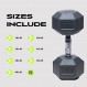 RAGE Fitness Hex Dumbbell 프리미엄 고무 케이스, 핸드 웨이트(10lb, 20lb, 25lb, 35lb, 40lb, 45lb, 50lb - 개별 판매), 2개 세트, 강철 크롬이 있는 검정색, 역도, 육각형 덤벨