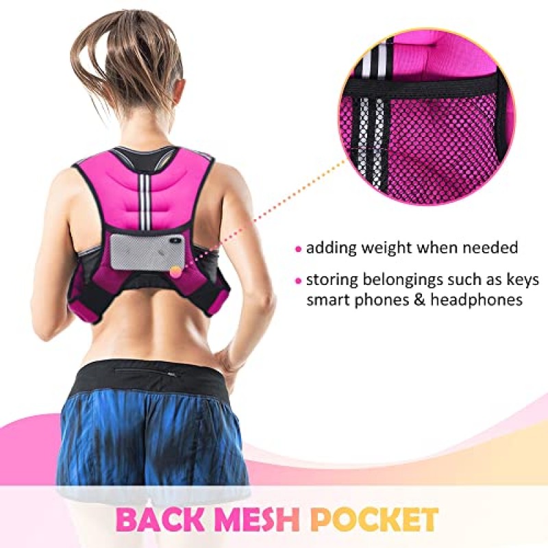 발목/손목 무게가 있는 PACEARTH 가중 조끼 반사 스트라이프가 있는 6lbs-30lbs 체중 조끼, 남성 여성을 위한 근력 훈련, 걷기, 조깅, 달리기를 위한 크기 조절 가능 운동 장비