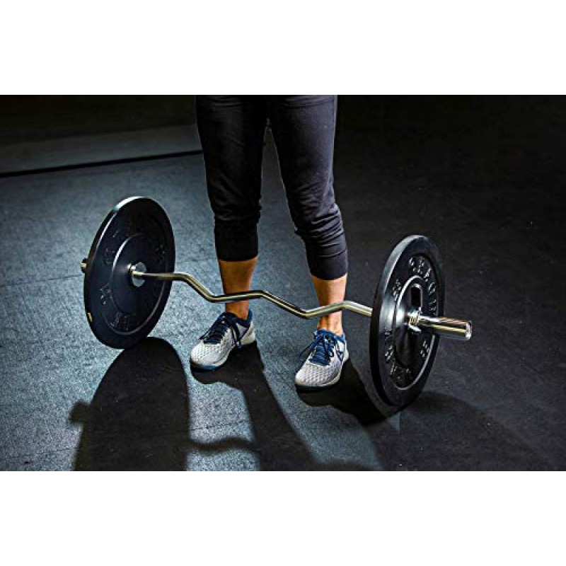 RAGE Fitness EZ 컬 바 – 47인치, 17파운드 합금강, 크롬 마감 및 나일론 부싱 최대 용량 400파운드의 EZ 바 – 역도 및 기타 상체 및 하체 운동을 위한 홈 체육관 컬링 바