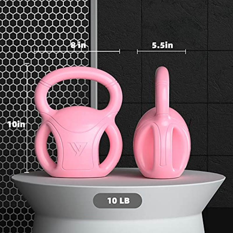 RUNWE 근력 트레이닝 케틀벨 무게 - 5LB, 10 LB 또는 15 LB 러시안 트위스트 AB 운동, 역도 및 코어 훈련용 손잡이 3개 포함 다목적 피트니스 운동 홈 체육관 [2023 최신]